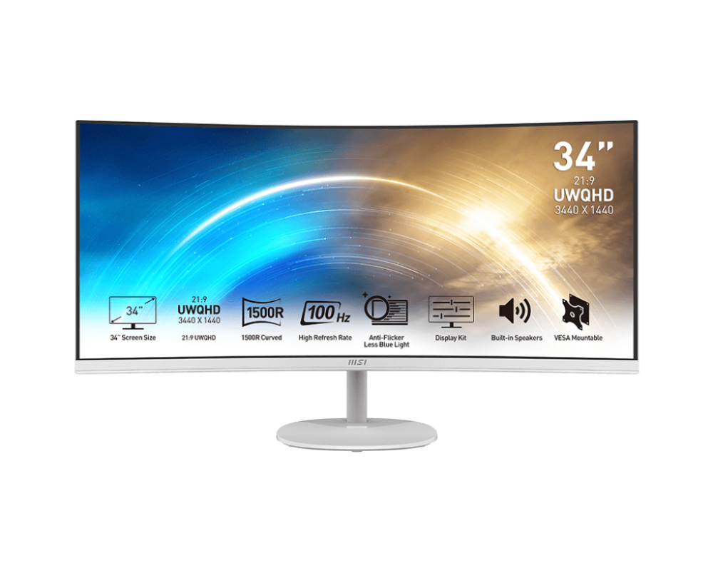 Monitor MSI Pro MP341CQW Curve 34" 3440x1440 (UWQHD) 100Hz VA