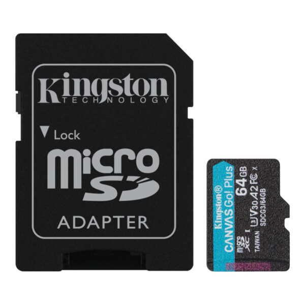 Cartão Memória Kingston Canvas Go Plus Micro SDXC 64GB com Adaptador