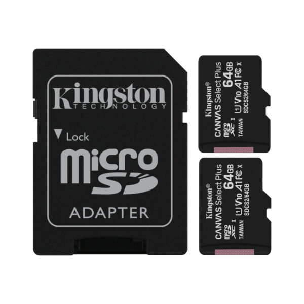 Cartão Memória Kit 2 Kingston Canvas Select Plus Micro SDXC 64GB + Adaptador