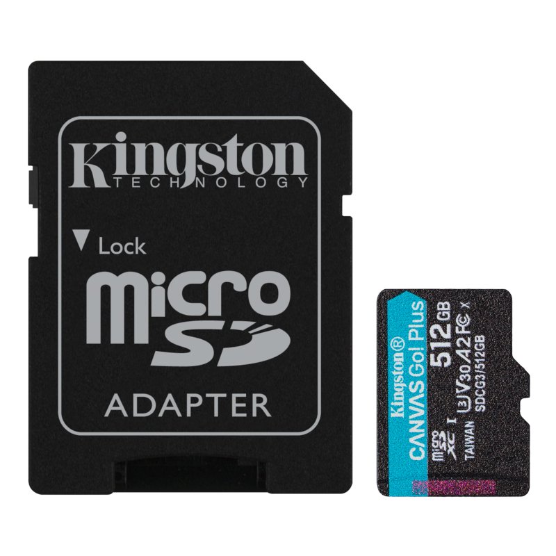 Cartão Memória Kingston Canvas Go Plus Micro SDXC 512GB com Adaptador
